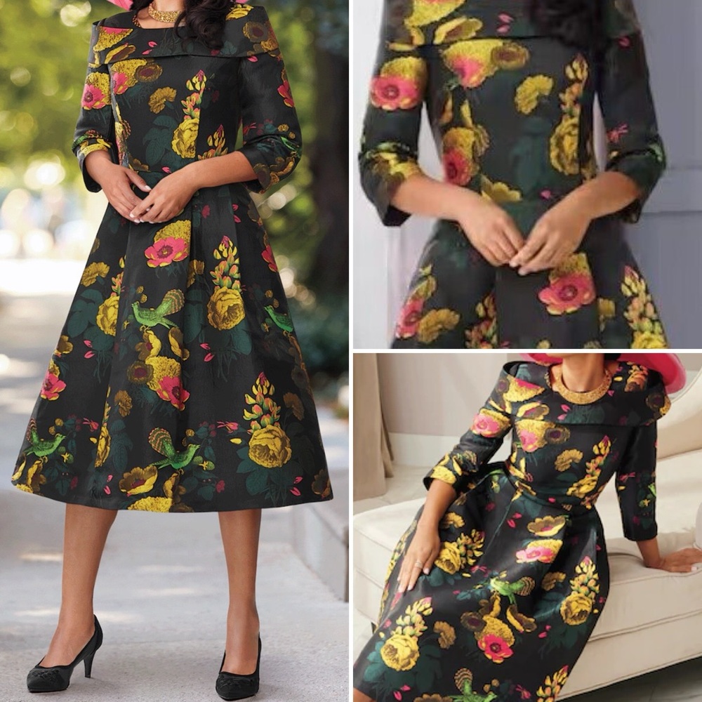 Ashro Black Floral Dress unique gown - Picture 3 of 16